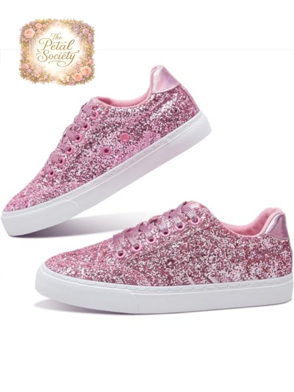 Glitter Sparkly Fashion Sneakers Sequin Bling Low Cut Lace Up Casual Shoes